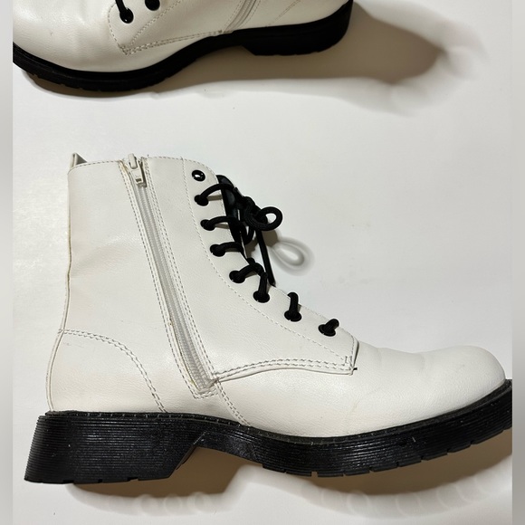 White Combat Boots Faux Leather Combat Boot - Picture 6 of 11